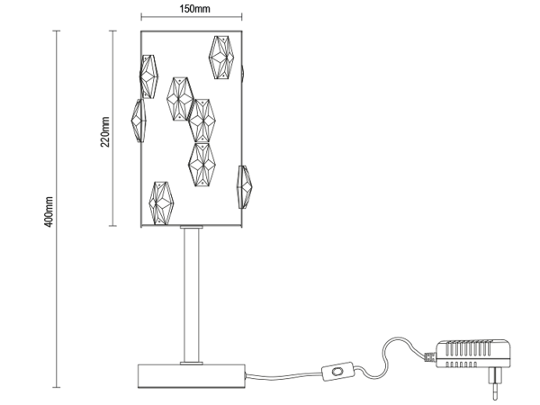 CLARIS stolná krištáľová lampa - V30011 10