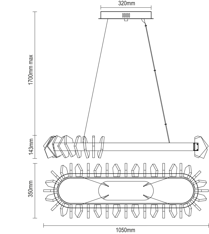 PIKASO závesný krištáľový luster 1050 - V30021 15