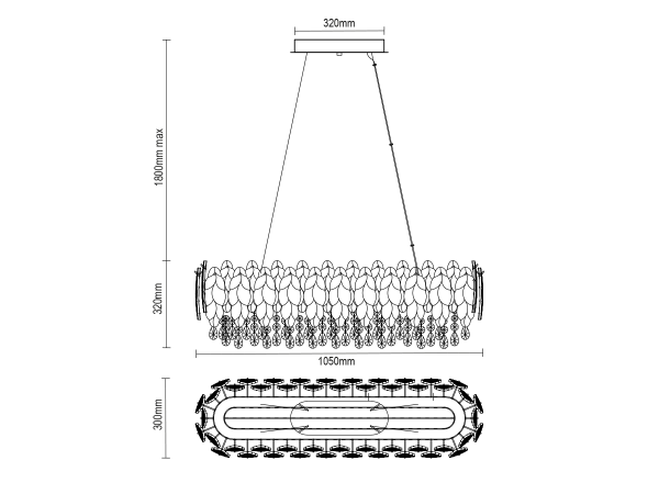 GURU závesný krištáľový luster 1050x300 - V20101 6
