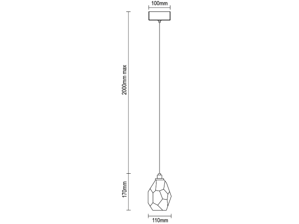 DIAMOR SMOKE závesná krištáľová lampa - V30053 5