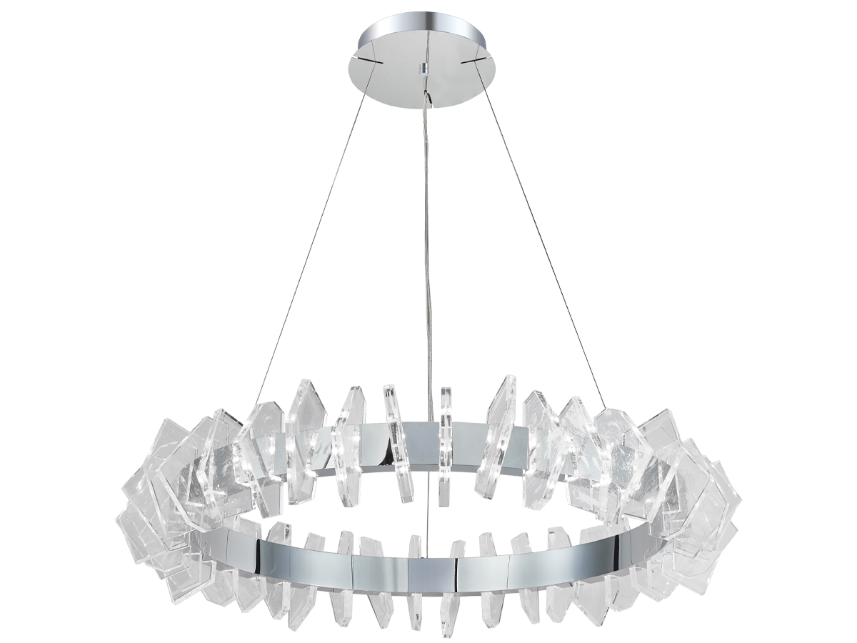 Moderné svietidlá zo skla s výrazným detailom, ktoré vytvárajú zaujímavý svetelný efekt v priestore.